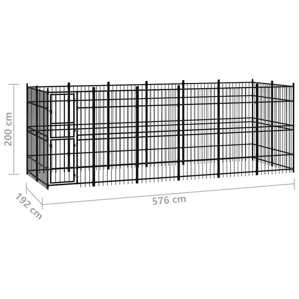 Large Black Steel Dog Kennel Outdoor Exercise Pen
