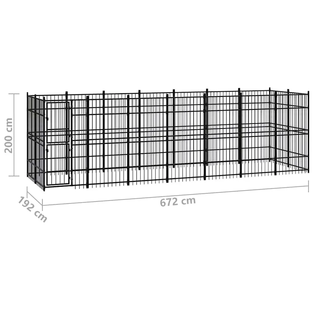 Dog Kennel Powder-coated Steel Large Black