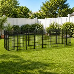 Outdoor Steel Dog Kennel Exercise Pen - 14.75m²