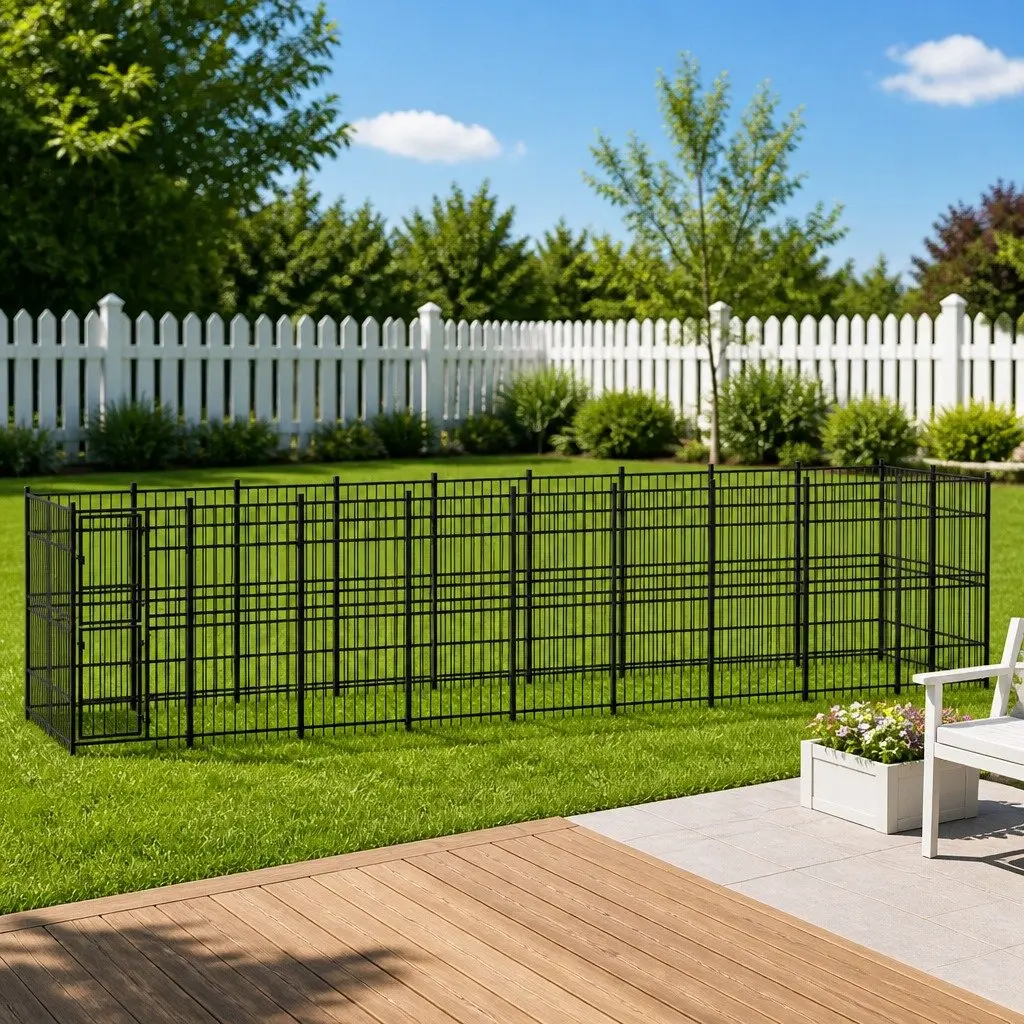 Large Outdoor Steel Dog Kennel Exercise Run Pen