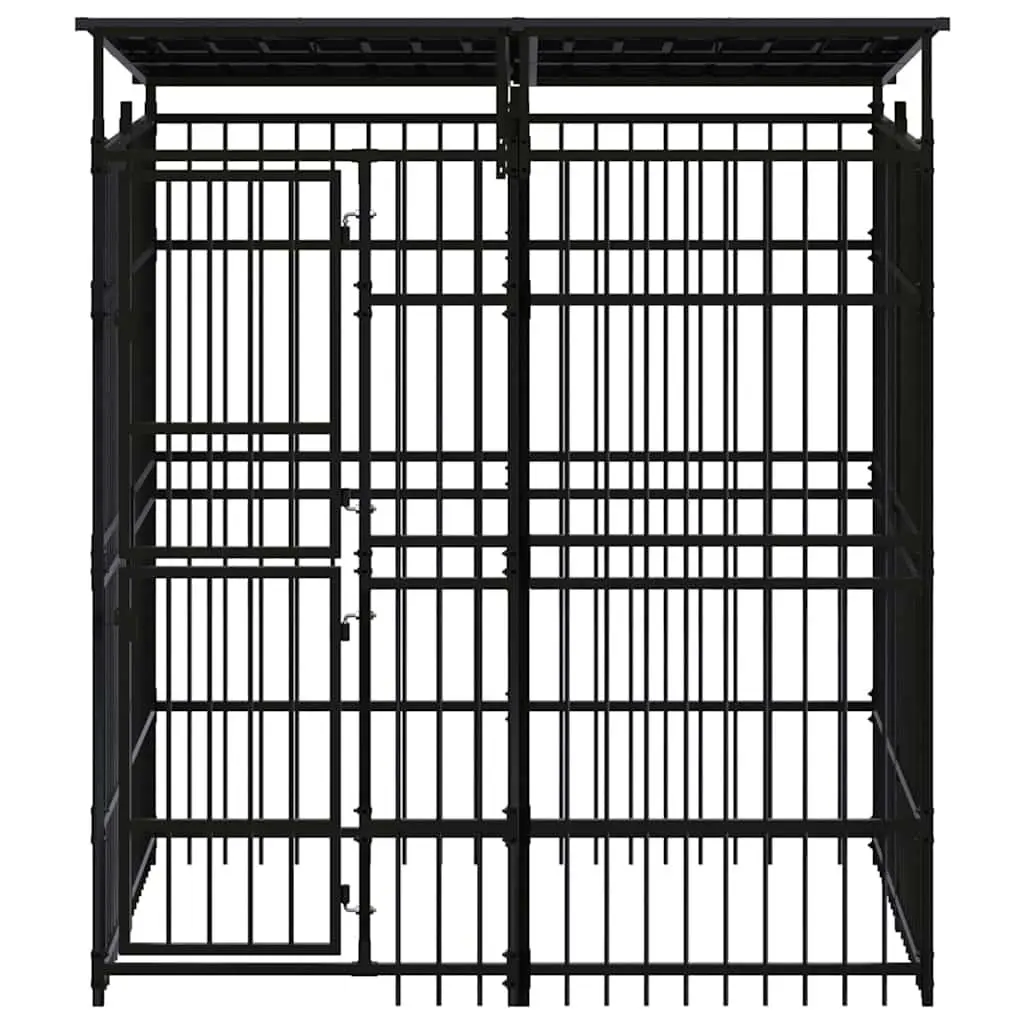 Dog Kennel Outdoor Run Enclosure Steel Roof Exercise Pen Safe Secure Shelter