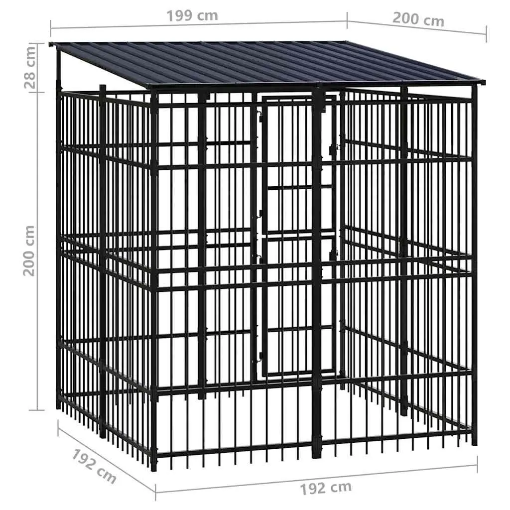 Dog Kennel Outdoor Run Enclosure Steel Roof Exercise Pen Safe Secure Shelter