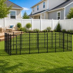 Steel Outdoor Dog Kennel with Lockable Door and Latch