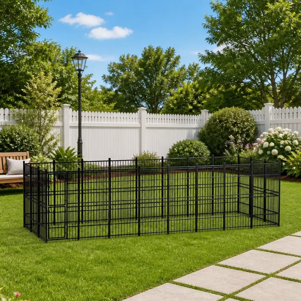Outdoor Steel Dog Kennel with Spacious Play Area