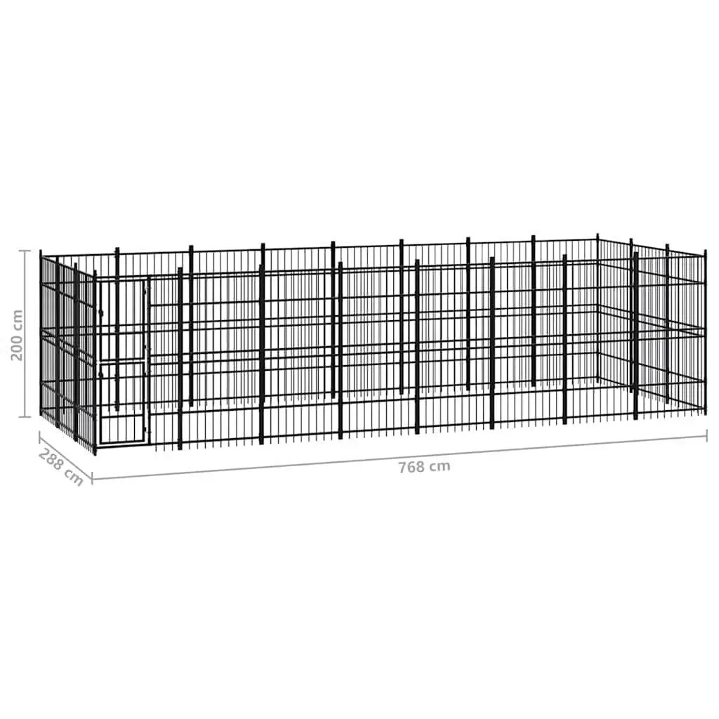 Outdoor Steel Dog Kennel with Spacious Play Area