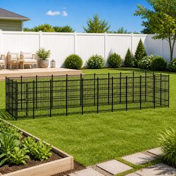 Large Black Steel Dog Kennel Outdoor Exercise Pen 27.65m²