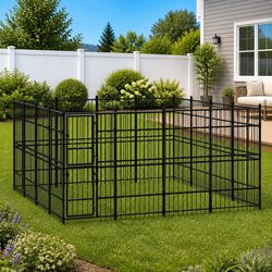 Heavy-Duty Black Dog Kennel 14.75 m² Outdoor Run