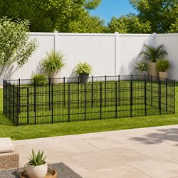 Large Outdoor Steel Dog Kennel for Safe Play