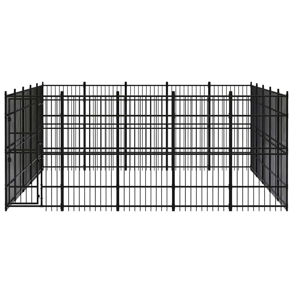 Large Black Steel Outdoor Dog Exercise Pen Enclosure with Lockable Door