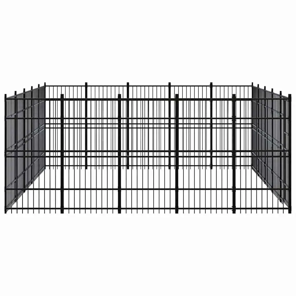 Large Black Steel Outdoor Dog Exercise Pen Enclosure with Lockable Door