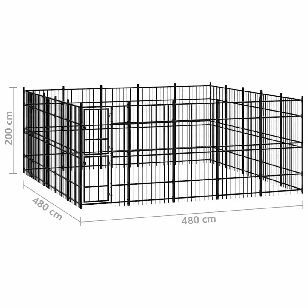 Large Black Steel Outdoor Dog Exercise Pen Enclosure with Lockable Door