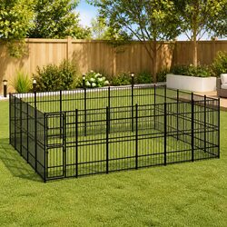 Outdoor Dog Kennel with Steel Construction and Lockable Door