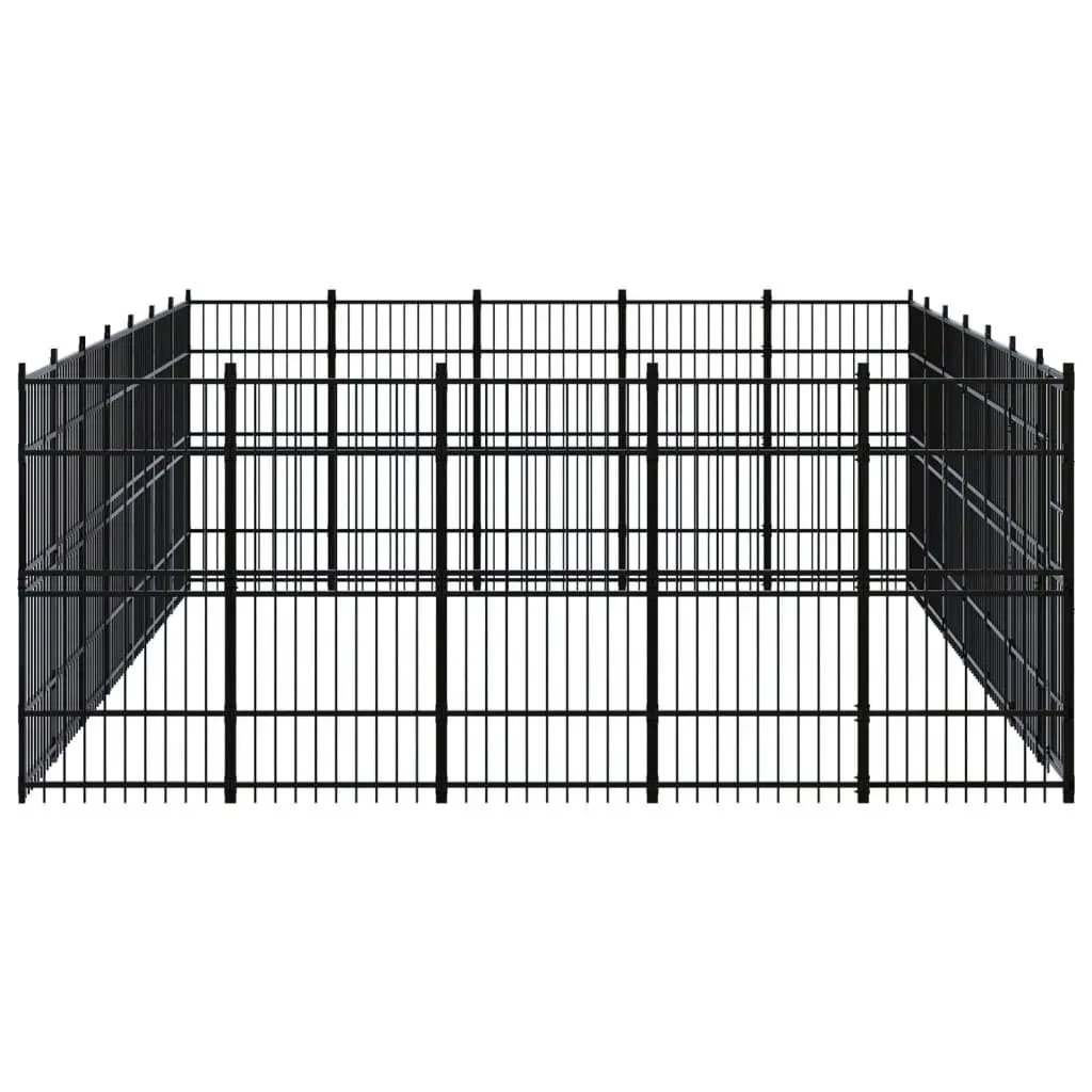 Dog Kennel Steel Outdoor Exercise Run Enclosure Black