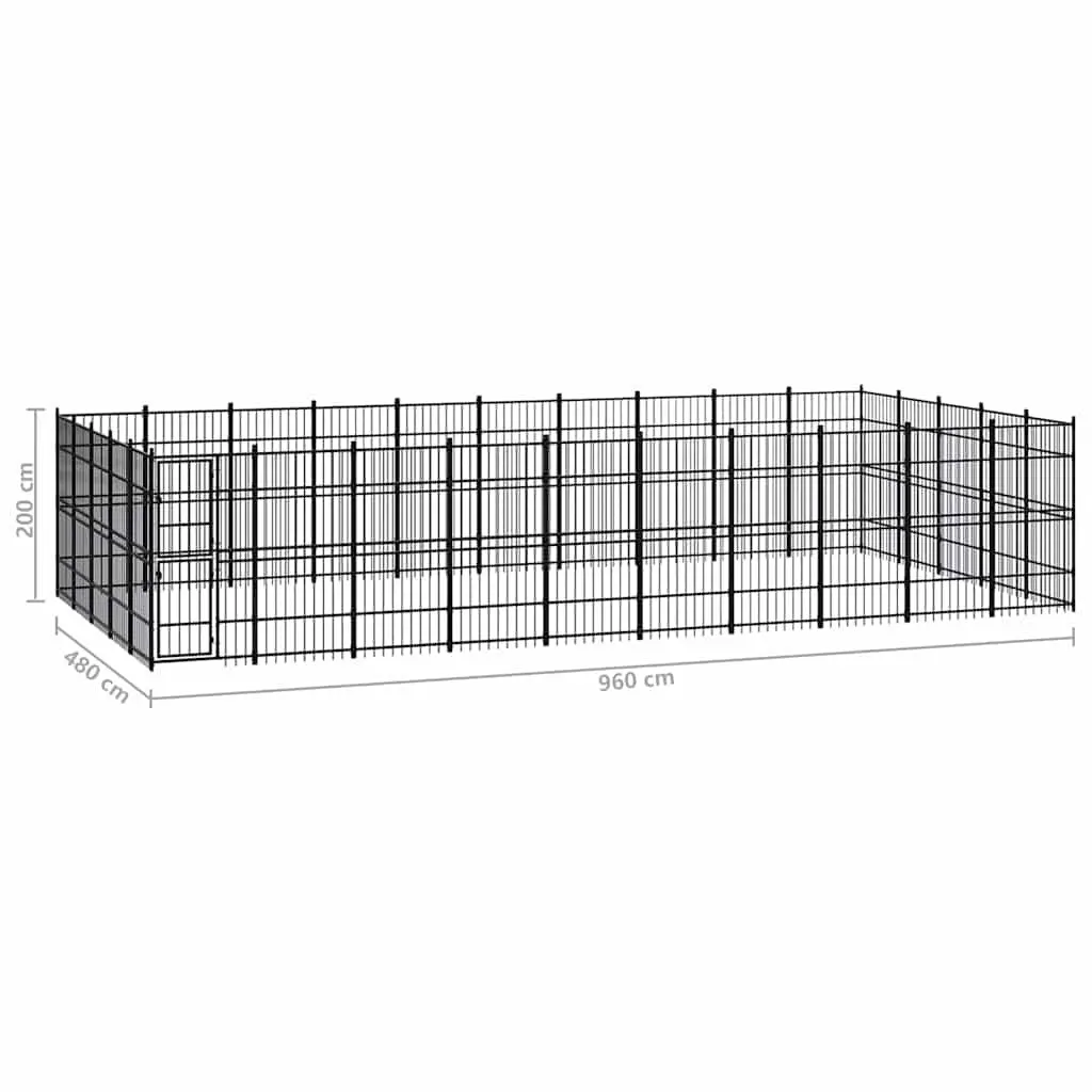 Dog Kennel Steel Large Outdoor Black Exercise Run Enclosure Training Play Space