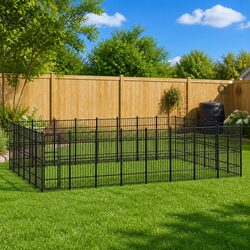 Large Outdoor Steel Dog Kennel with Lockable Door
