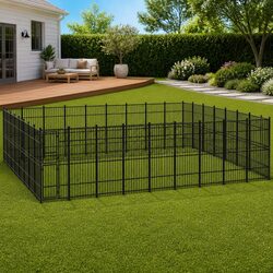 Large Outdoor Steel Dog Kennel for Safe Play and Exercise