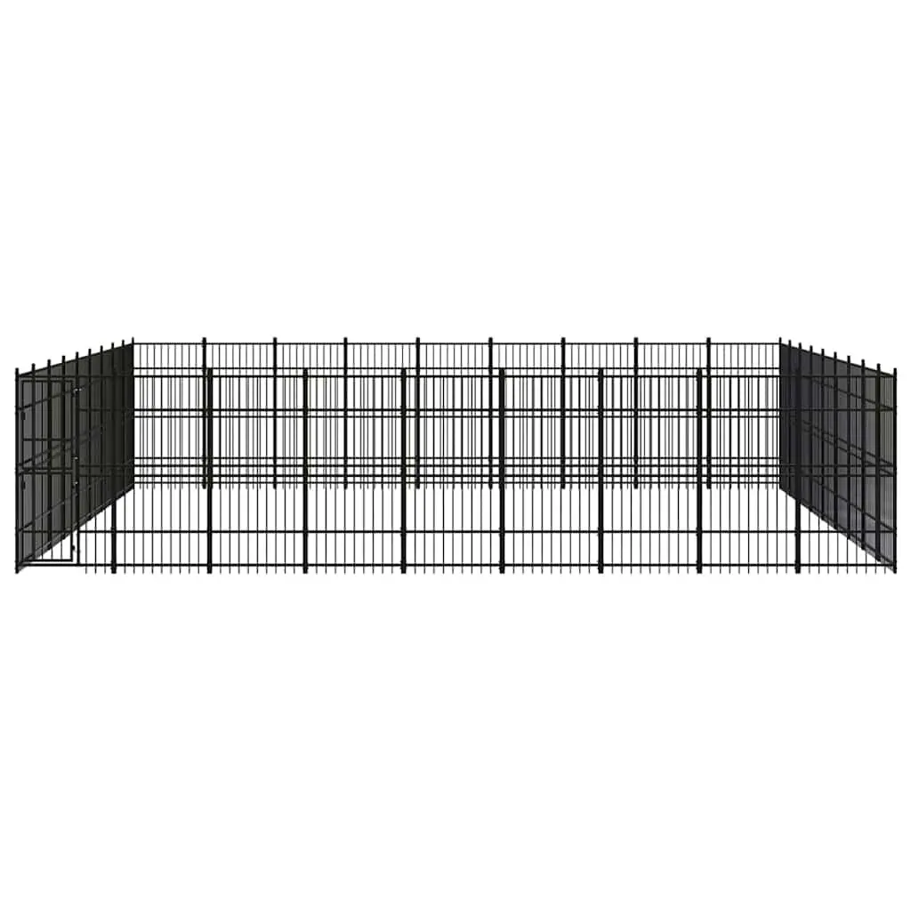 Dog Kennel Steel Outdoor Exercise Run Enclosure Play Area Pen Safe Secure Black