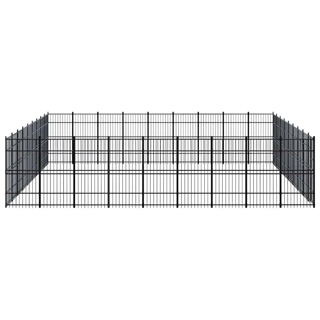 Dog Kennel Steel Outdoor Exercise Run Enclosure Play Area Pen Safe Secure Black
