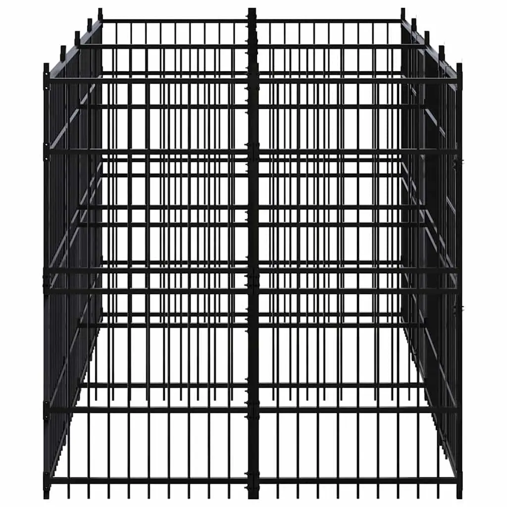 Dog Kennel Powder-coated Steel 7.37 m² Black