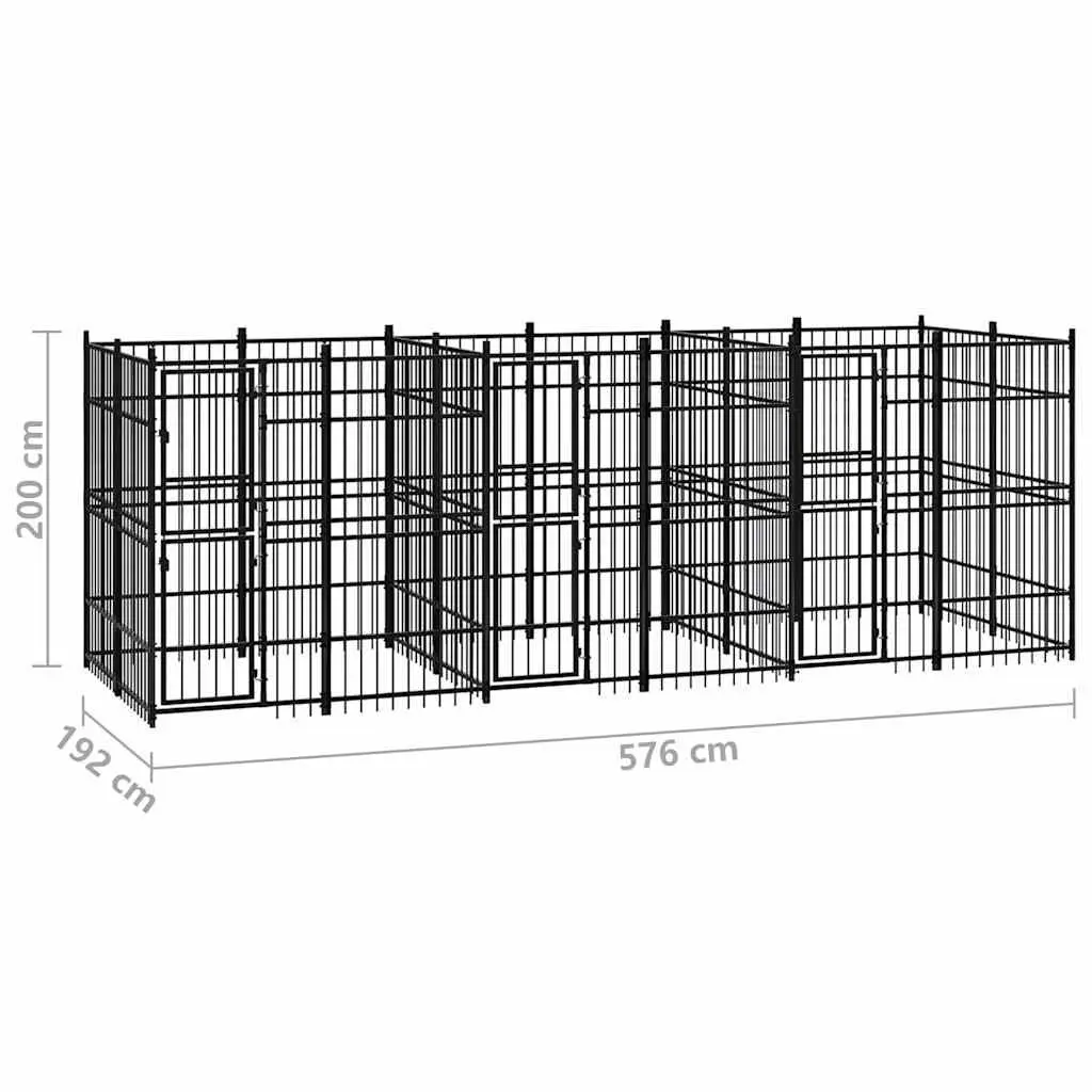 Outdoor Dog Kennel with Steel Construction