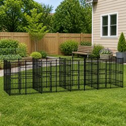 Dog Kennel Outdoor Steel Exercise Run Enclosure Play Pen Secure Lock Latch