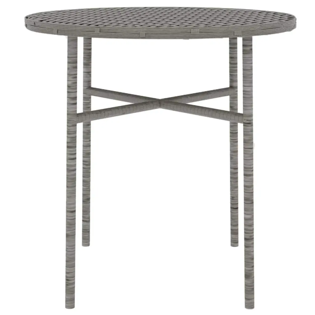 3 Piece Garden Dining Set PE Rattan Powder-coated Steel Grey Chairs Table