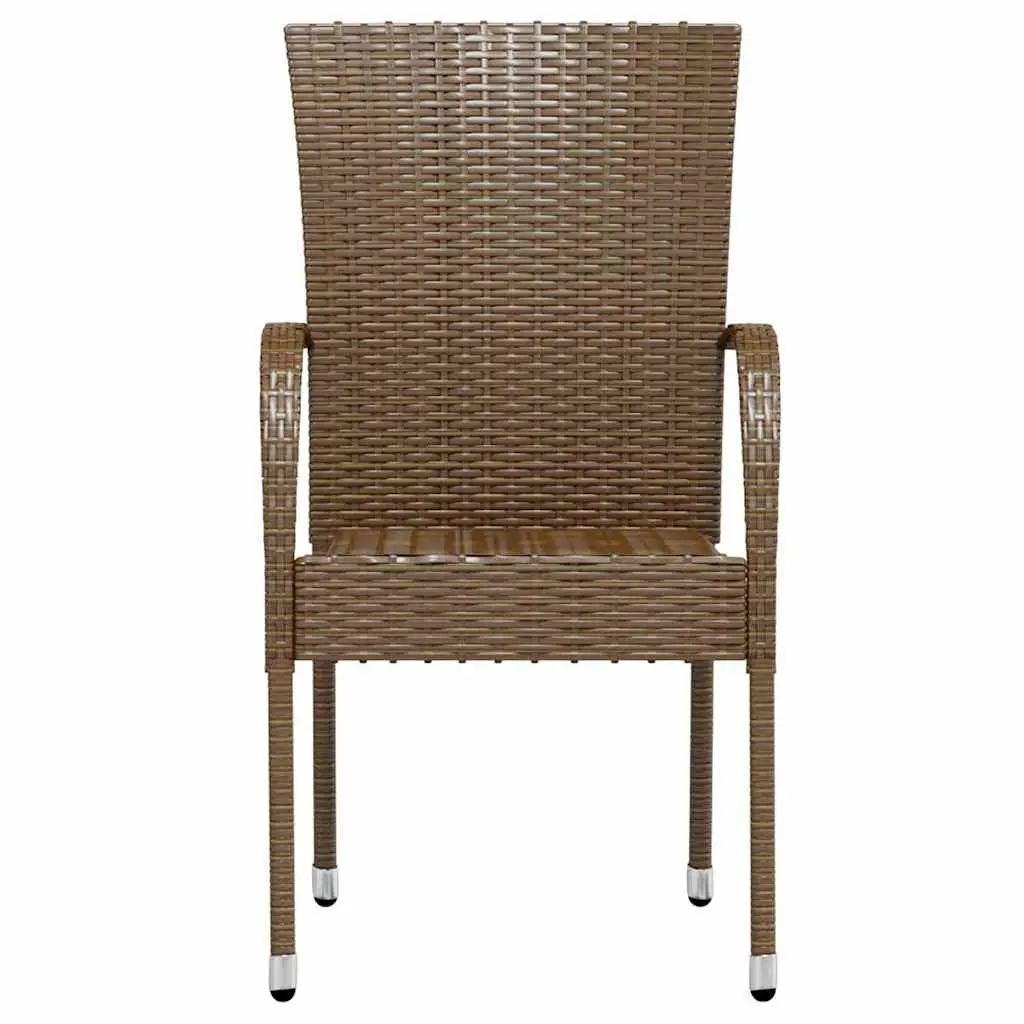 Brown Poly Rattan 3 Piece Garden Dining Set