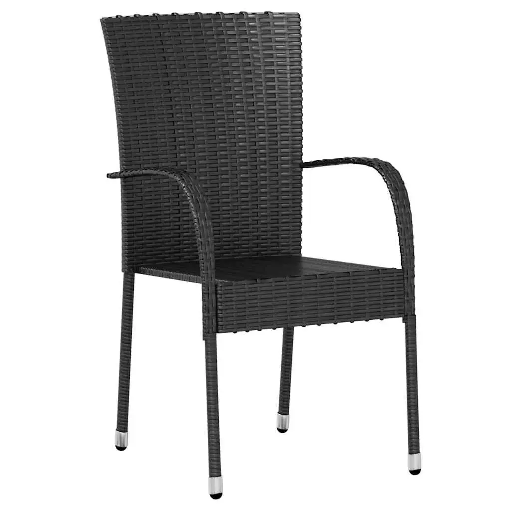 3 Piece Black Outdoor Dining Set with Rattan
