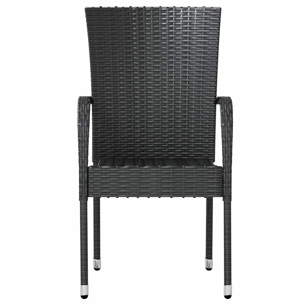 3 Piece Black Outdoor Dining Set with Rattan