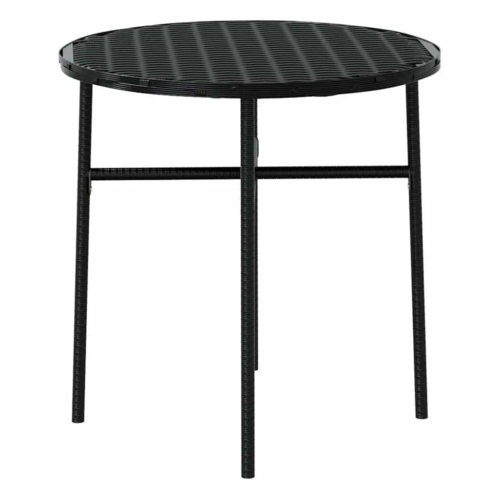 3 Piece Black Outdoor Dining Set with Rattan