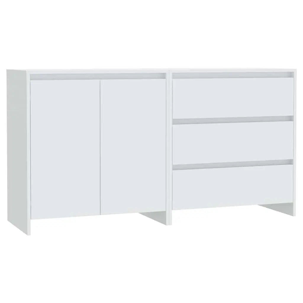 2 Piece White Sideboard Storage Cabinet Set
