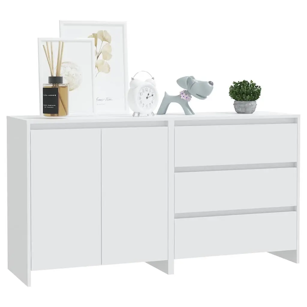 2 Piece White Sideboard Storage Cabinet Set