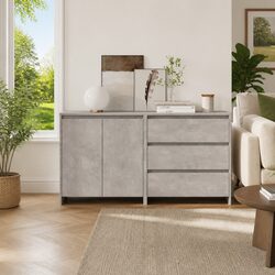 Durable 2 Piece Grey Sideboard Storage Solution