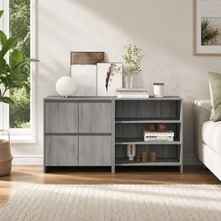 Premium 2 Piece Grey Storage Cabinet Set