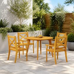 4-Piece Acacia Wood Outdoor Dining Chairs Set