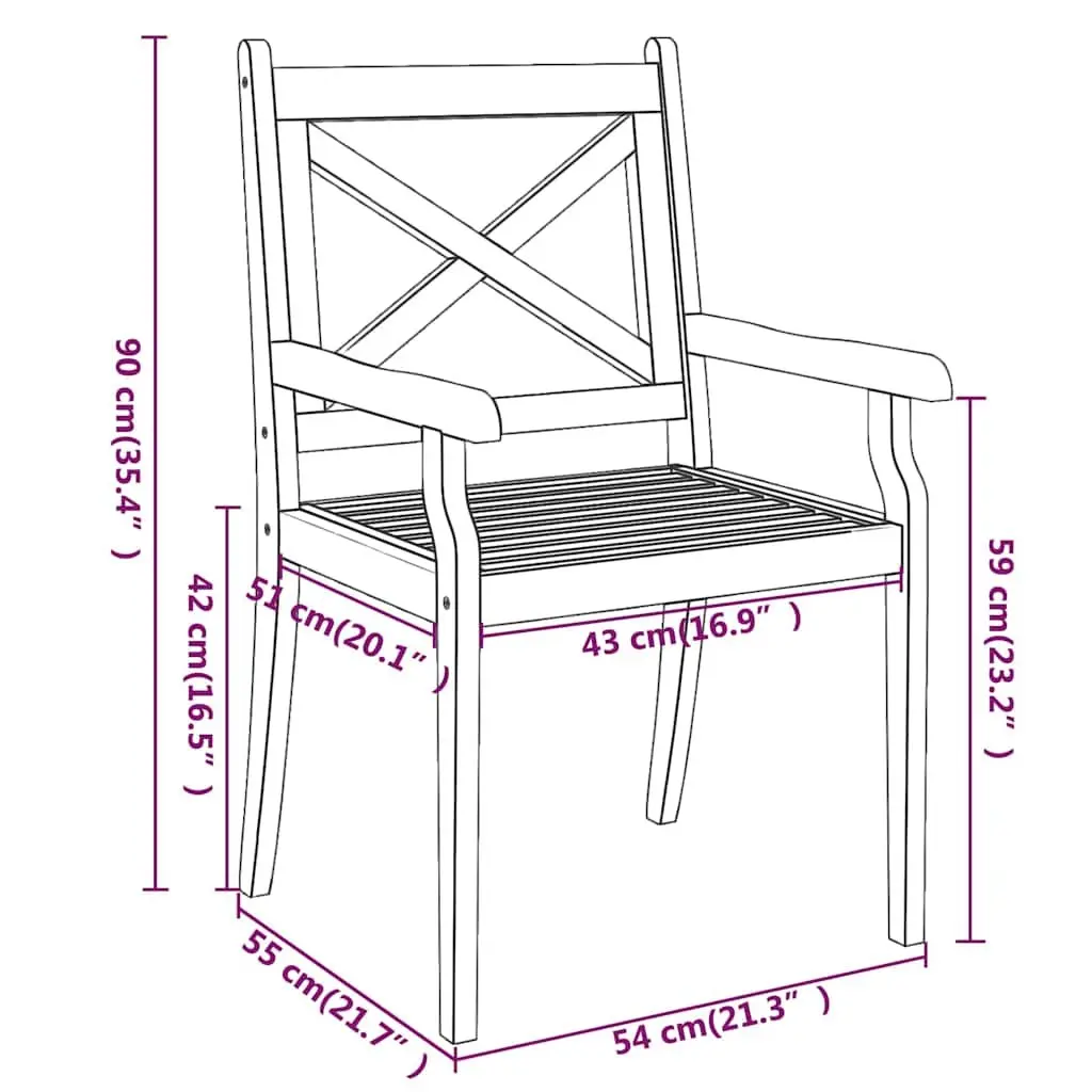 6-Piece Solid Wood Outdoor Dining Chair Set