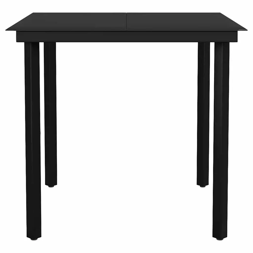 3 Piece Garden Dining Set with Black Glass Table