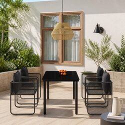 Sturdy 5-Piece Black Glass Outdoor Dining Set
