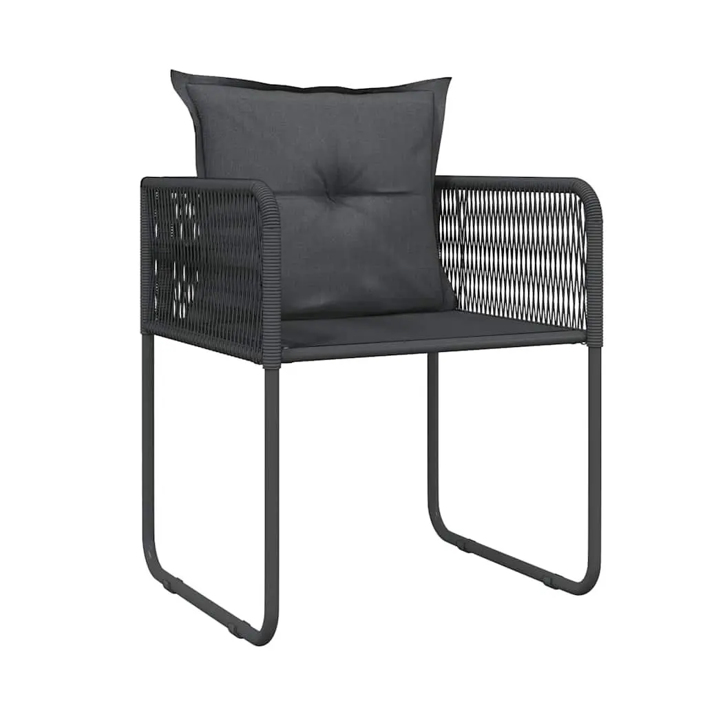 Garden Dining Set Powder-coated Steel Glass Table PE Rattan Chairs 5 Piece Black