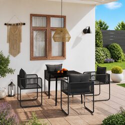 Premium 5 Piece Outdoor Garden Dining Set with Rattan Chairs