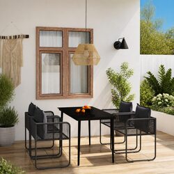 5 Piece Black Outdoor Dining Set with Durable Steel Frame