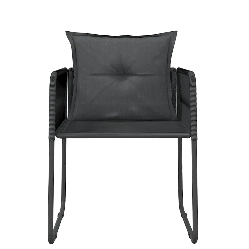 Outdoor Dining Set Powder-coated Steel Glass Top PE Rattan Chairs Black 5 Piece