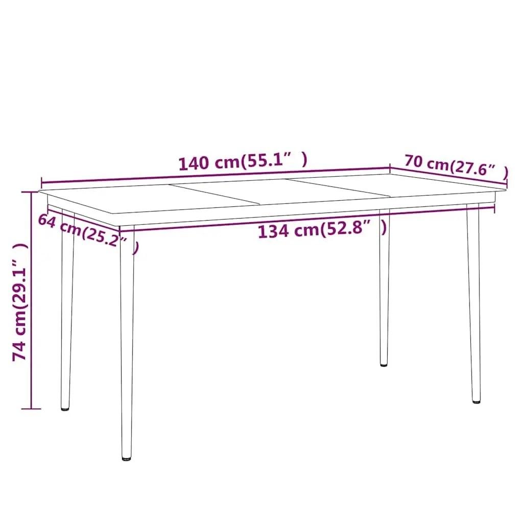 7 Piece Outdoor Garden Dining Set Steel Frame Glass Table Rattan Chairs Black