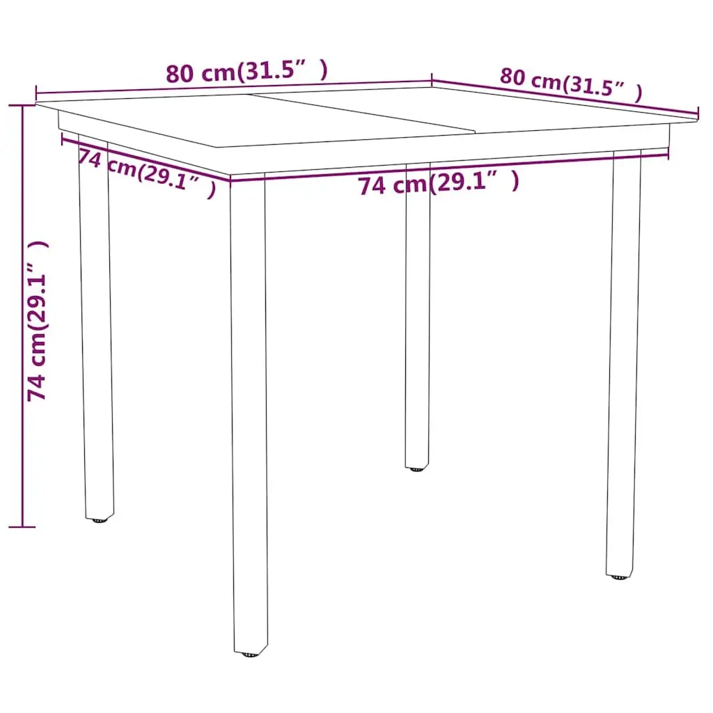 3 Piece Garden Dining Set with Black Glass Table