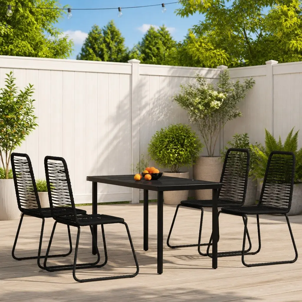 5 Piece Outdoor Garden Dining Set with Glass Table