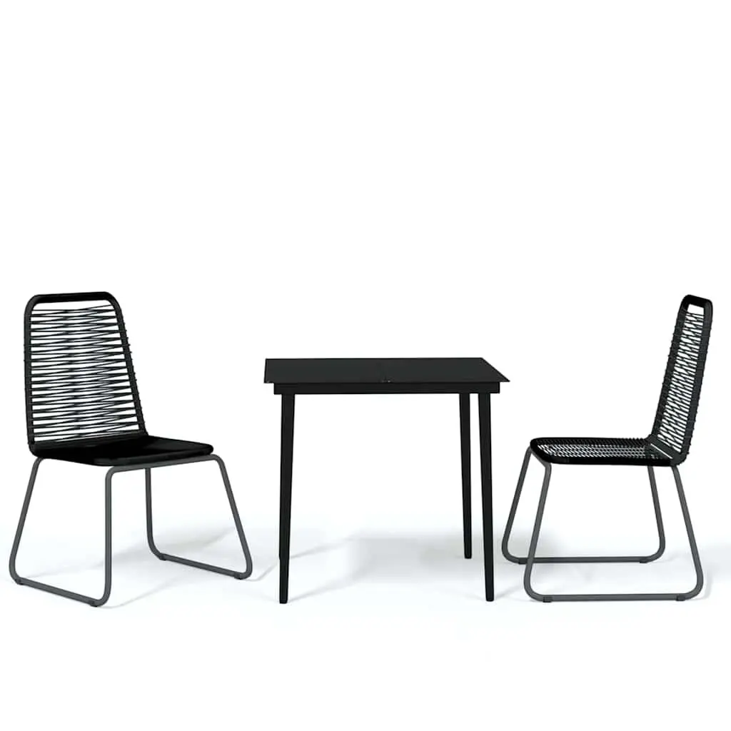 Black Glass Table and Rattan Chairs Garden Dining Set