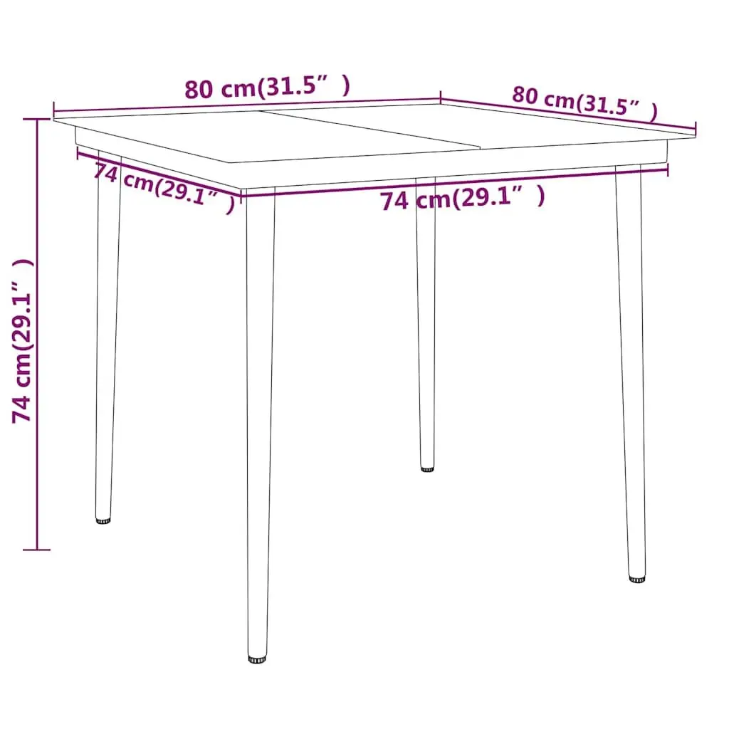5 Piece Outdoor Dining Set Powder-coated Steel Glass Table PE Rattan Chairs Black