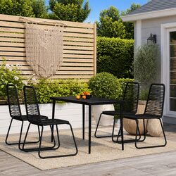 Durable 5-Piece Garden Dining Set with Black Steel Frame