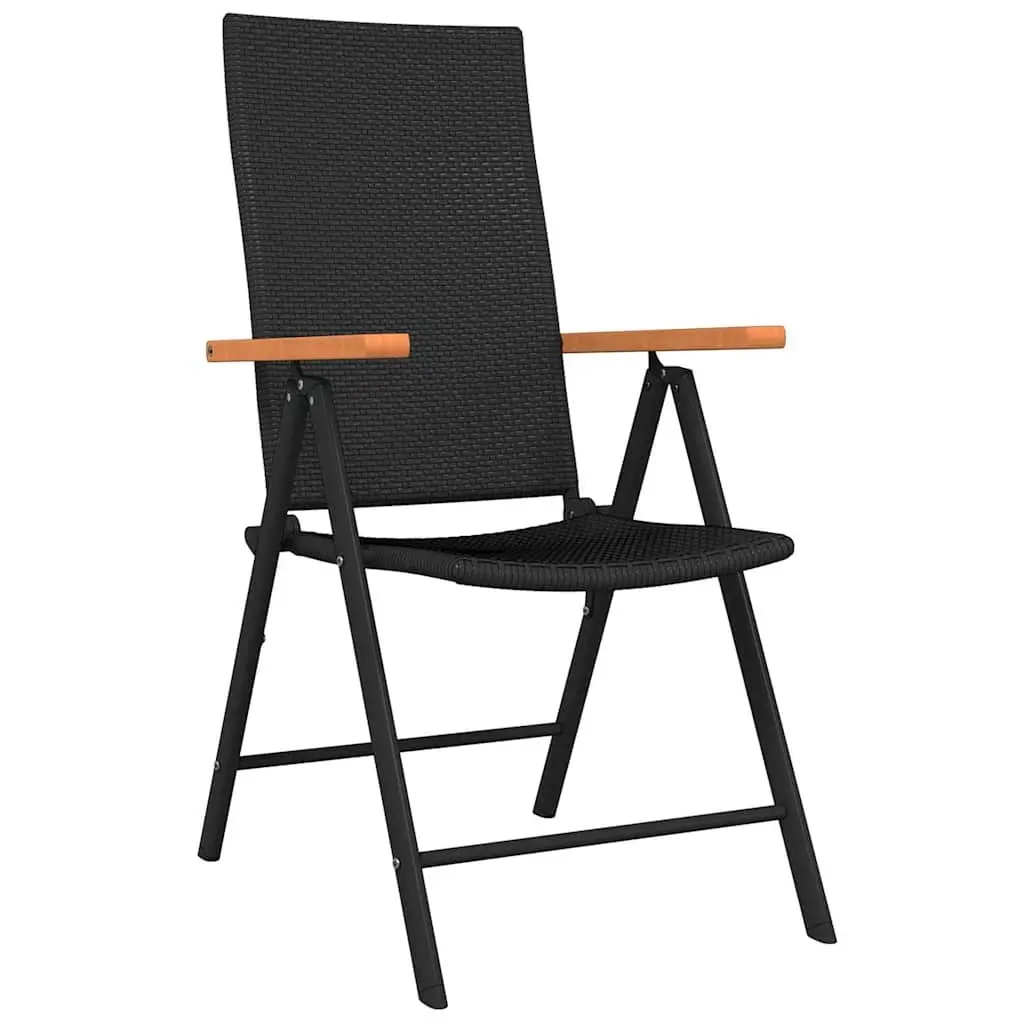 Black 3-Piece Outdoor Dining Set with Reclining Chairs