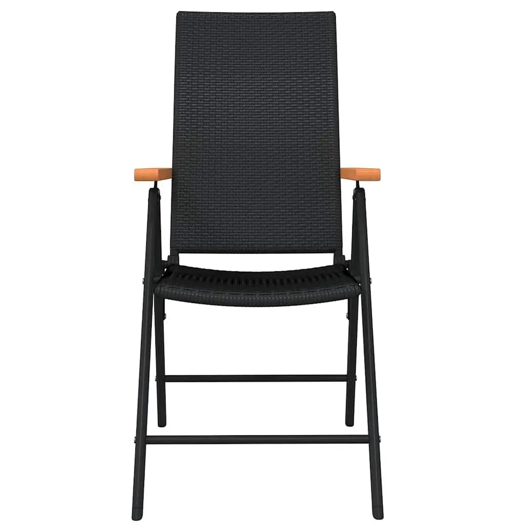 Black 3-Piece Outdoor Dining Set with Reclining Chairs